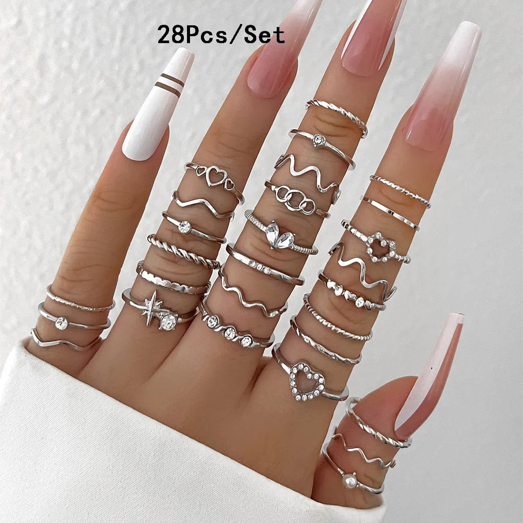 Minimalist Silver Stackable Rings Set Garmentchic