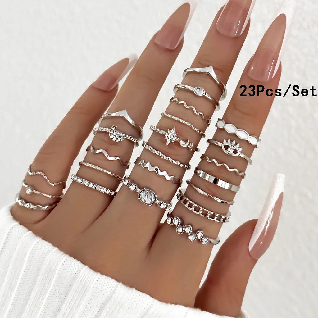 Minimalist Silver Stackable Rings Set Garmentchic