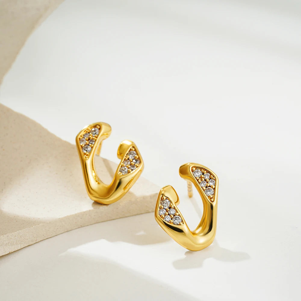 Gold Interlocking Hoop Earrings Garmentchic