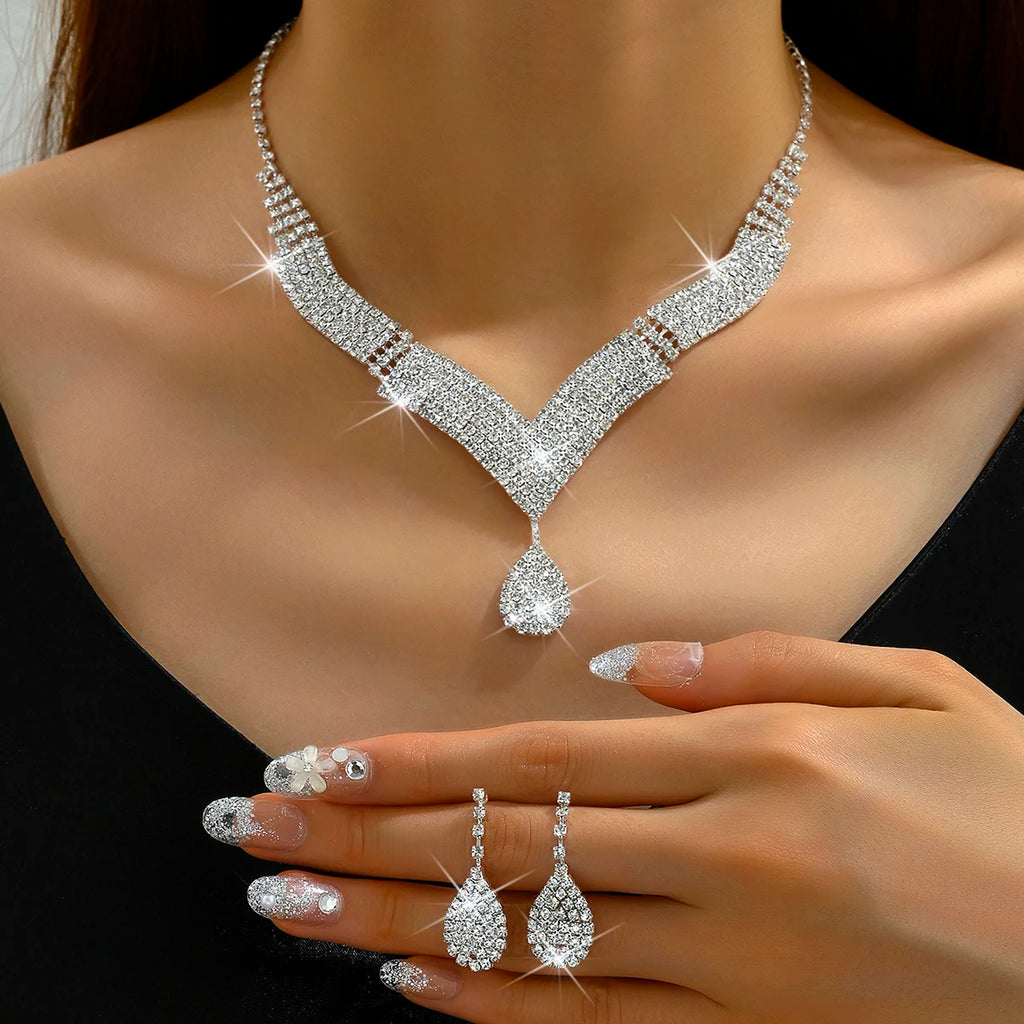 Kennedy Teardrop Rhinestone Jewelry Set