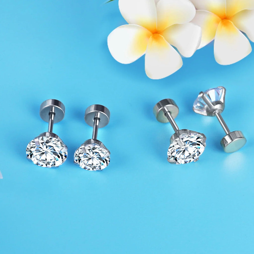 Cubic Zirconia 4-Prong Stud Earrings Garmentchic