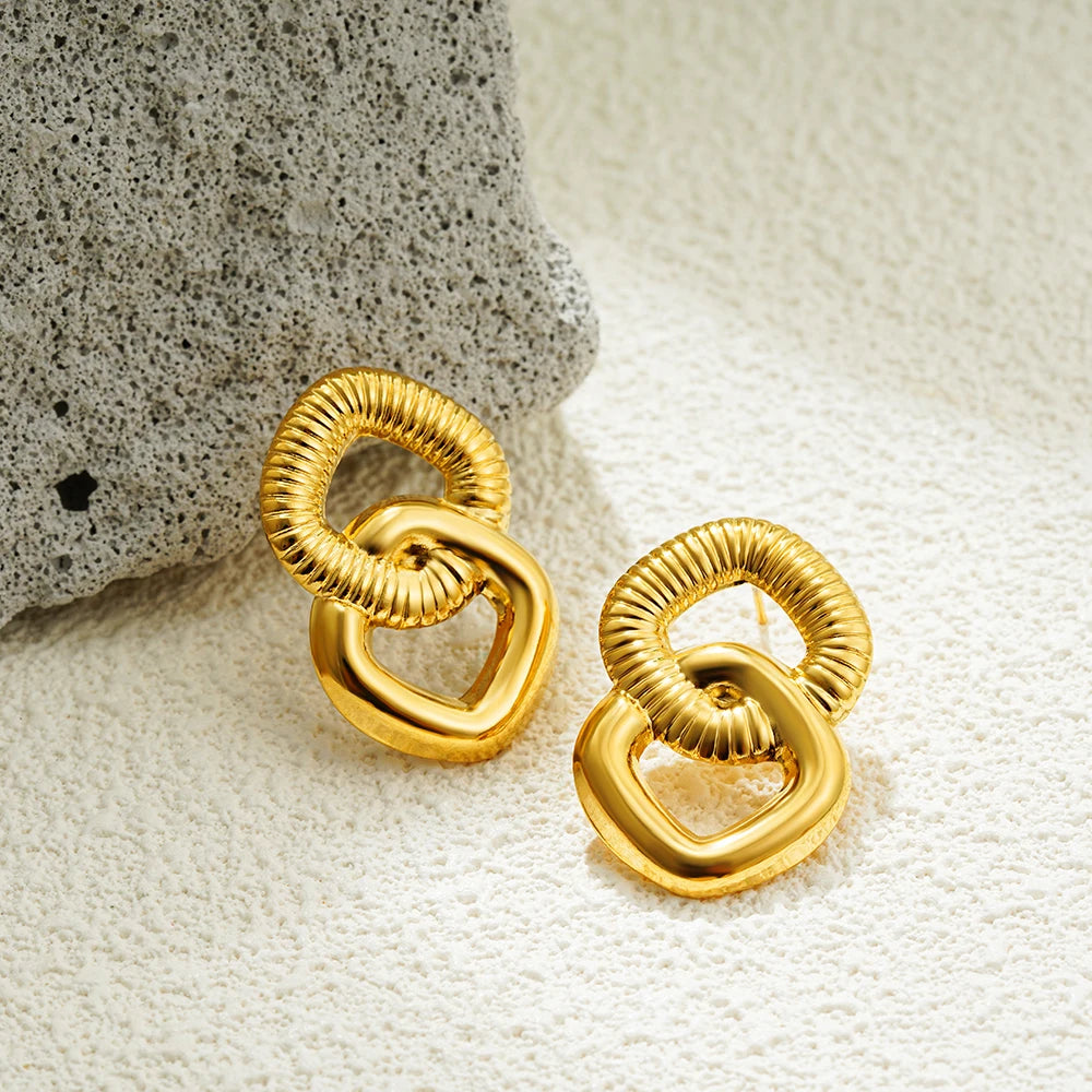 Gold Interlocking Hoop Earrings Garmentchic