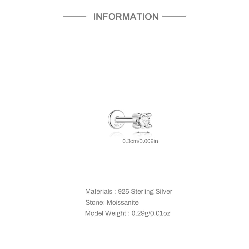 Mini Moissanite Stud Earrings – 2/3/4mm | 925 Sterling Silver