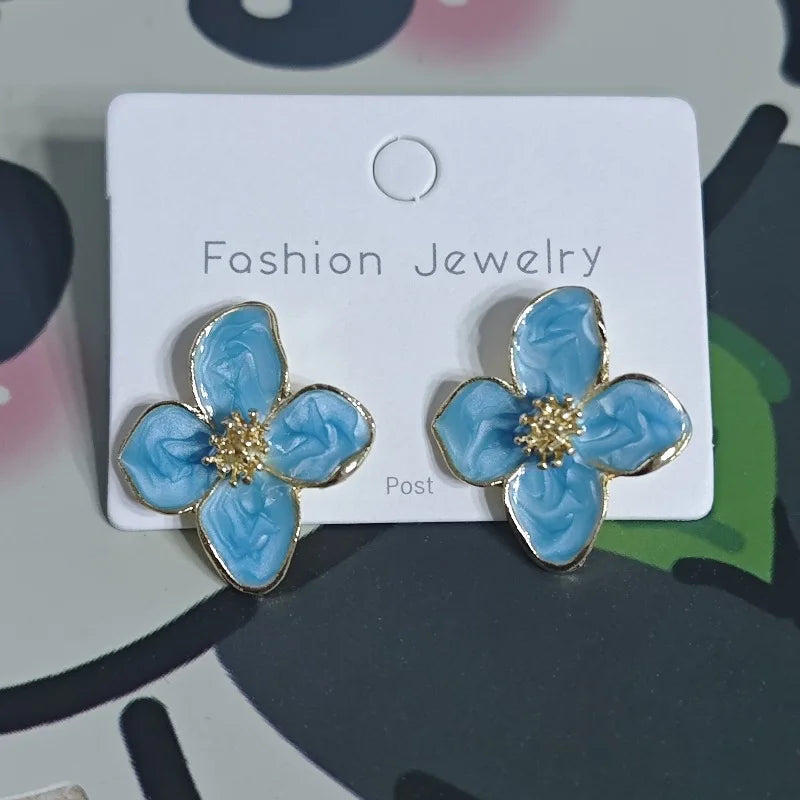 Floral Enamel Gold Earrings Garmentchic
