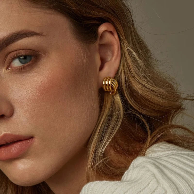 Gold Interlocking Hoop Earrings Garmentchic