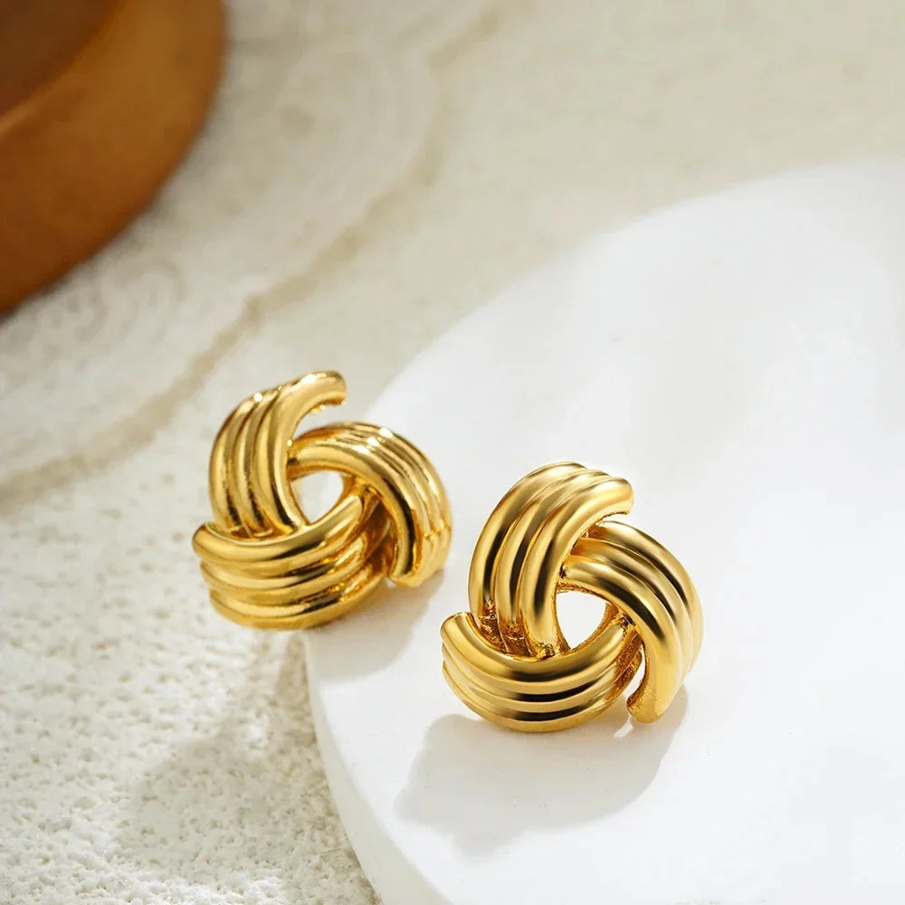 Gold Interlocking Hoop Earrings Garmentchic