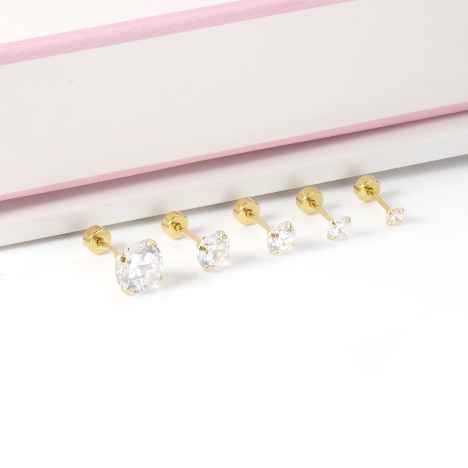 Cubic Zirconia 4-Prong Stud Earrings Garmentchic