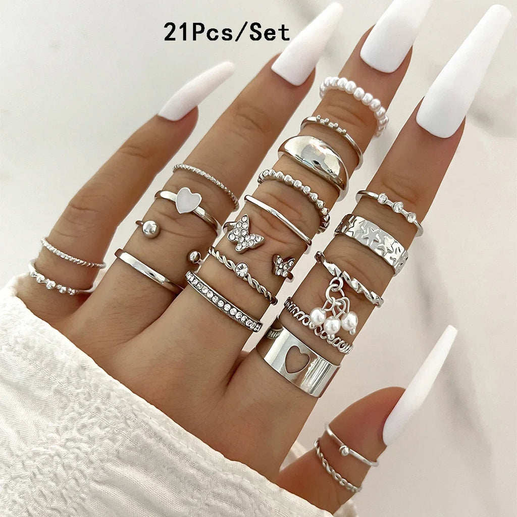 Minimalist Silver Stackable Rings Set Garmentchic