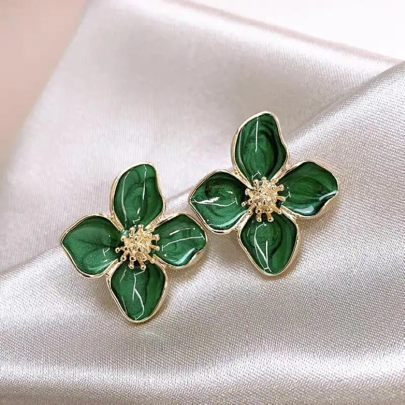 Floral Enamel Gold Earrings Garmentchic