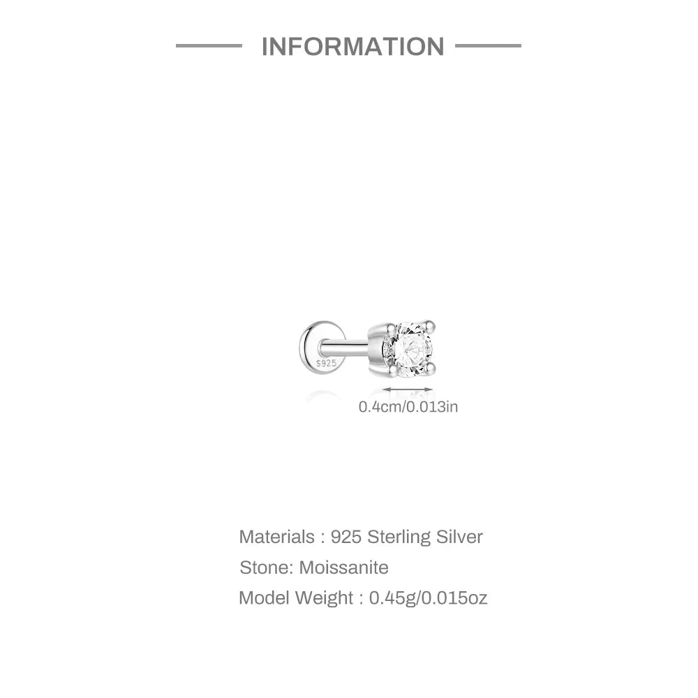 Mini Moissanite Stud Earrings – 2/3/4mm | 925 Sterling Silver