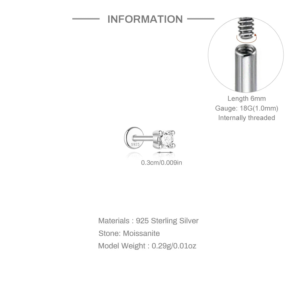 Mini Moissanite Stud Earrings – 2/3/4mm | 925 Sterling Silver