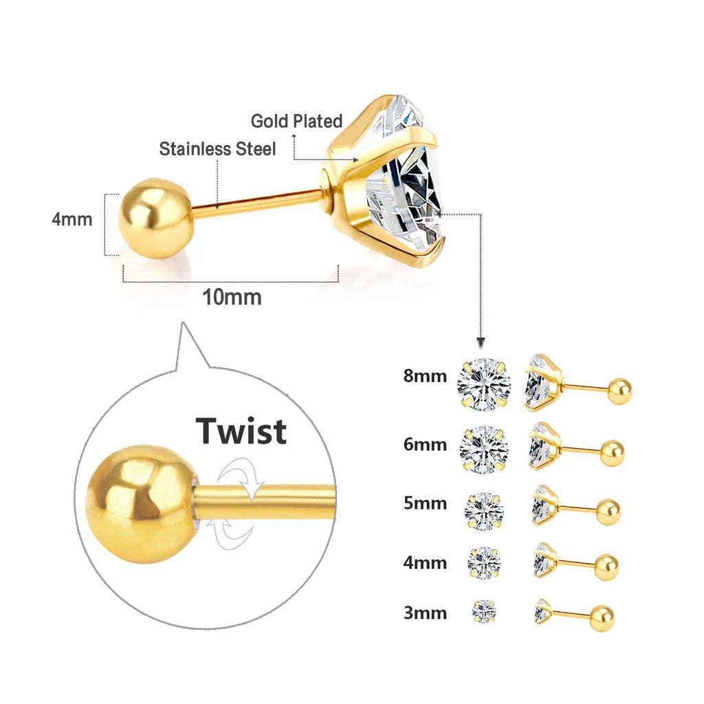 Cubic Zirconia 4-Prong Stud Earrings Garmentchic