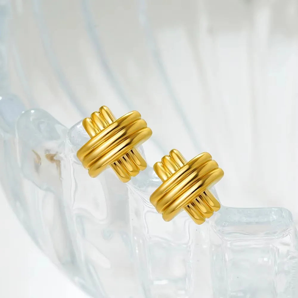 Gold Interlocking Hoop Earrings Garmentchic