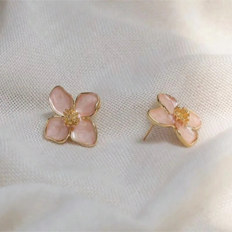 Floral Enamel Gold Earrings Garmentchic