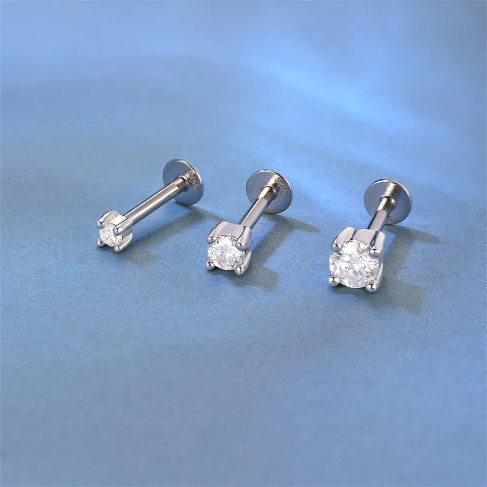 Mini Moissanite Stud Earrings – 2/3/4mm | 925 Sterling Silver