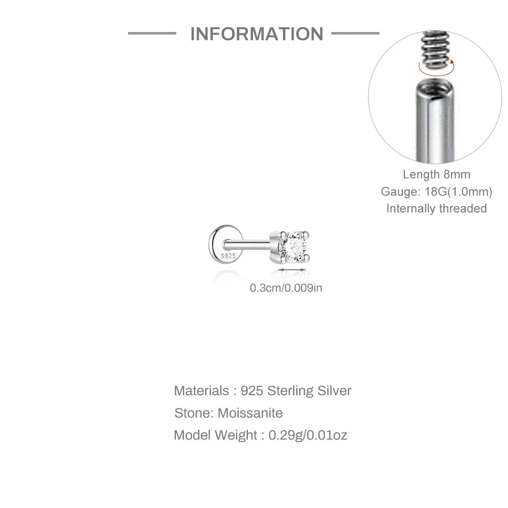 Mini Moissanite Stud Earrings – 2/3/4mm | 925 Sterling Silver