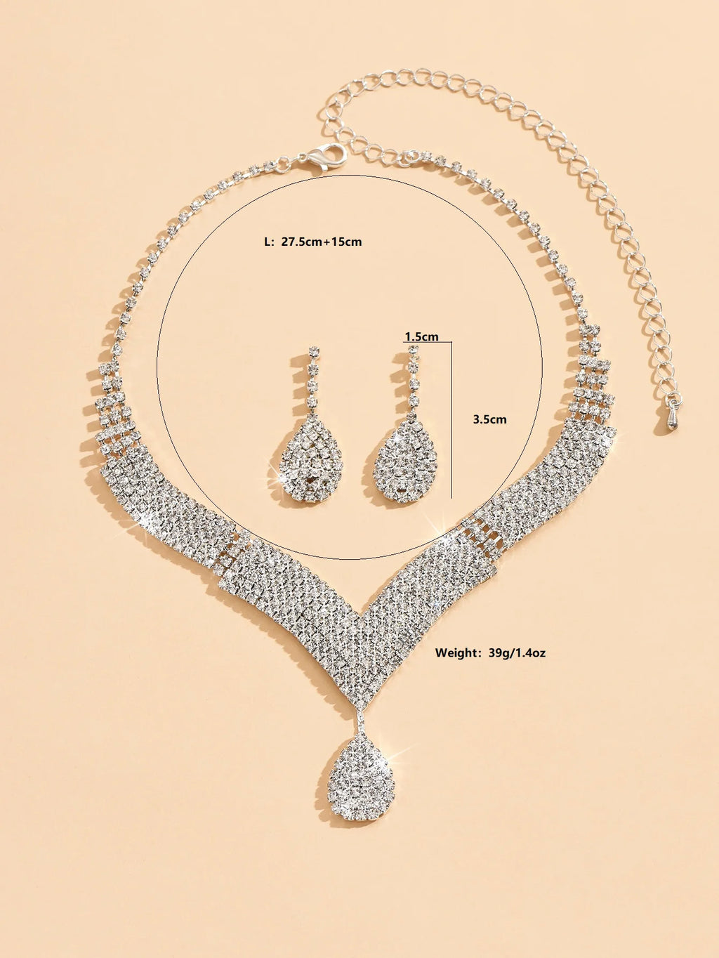 Kennedy Teardrop Rhinestone Jewelry Set