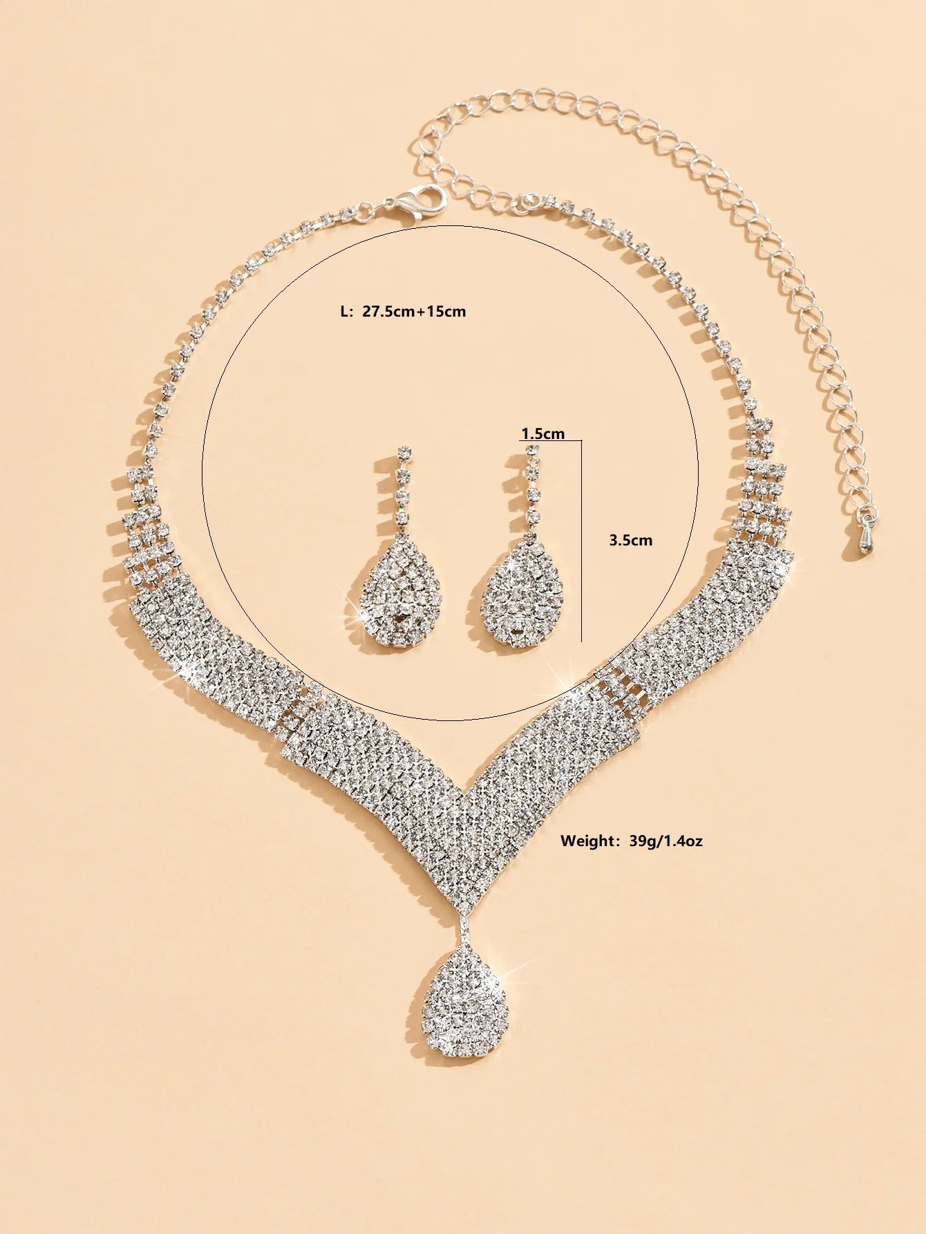 Kennedy Teardrop Rhinestone Jewelry Set